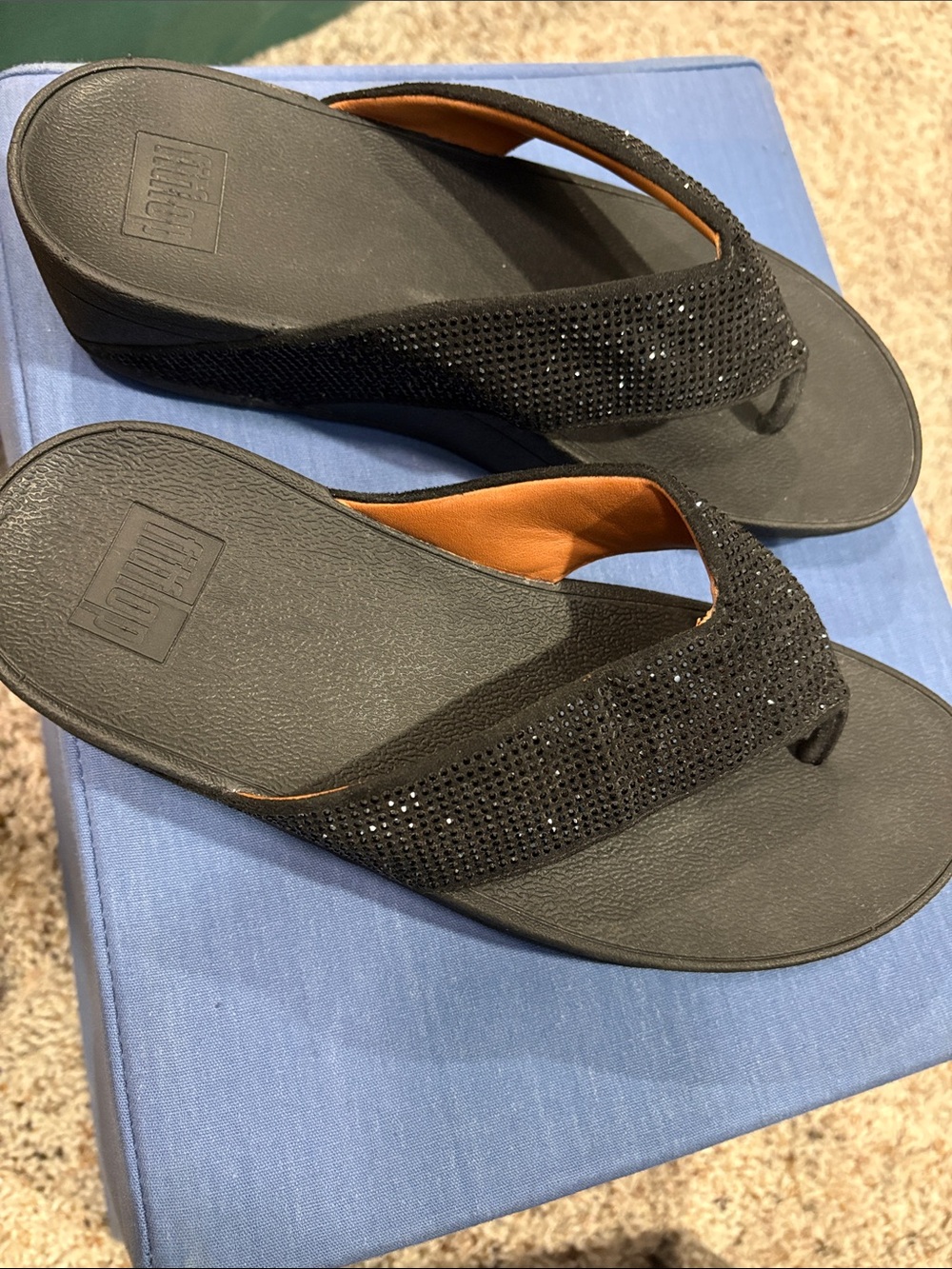 Fit-Flop Black Embellished Thong Sandals